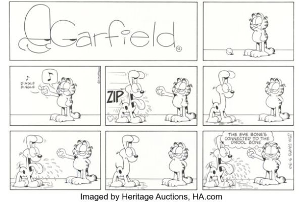 Jim Davis Garfield Sunday Comic Strip Original Art dated 3-30-08 (PAWS, 2008). | Heritage