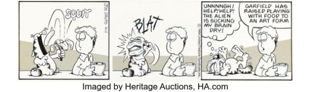Jim Davis Garfield Daily Comic Strip Original Art dated 4-11-84 (United Feature Syndicate, 1984). | Heritage