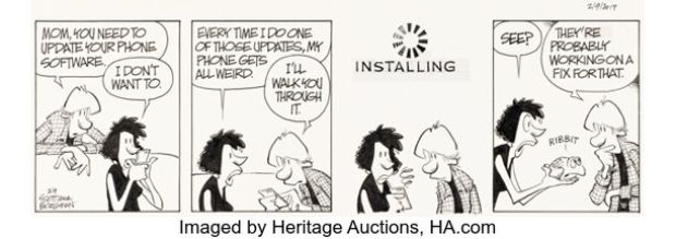 Jerry Scott and Jim Borgman Zits [Connie Updates Her Phone] Daily Comic Strip Original Art dated 2-9-17 (King Features Syndicate, 2017). | Heritage