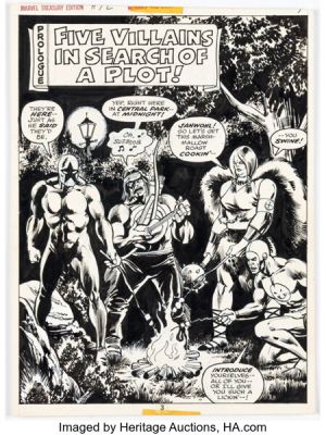 Sal Buscema and Klaus Janson Marvel Treasury Edition #12 Howard the Duck Splash Page 1 Original Art (Marvel, 1976). | Heritage