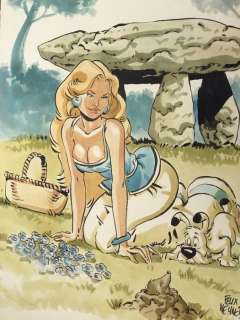 Meynet, Félix - Dessin original couleur - Hommage Ã  Uderzo - Falbala | Catawiki