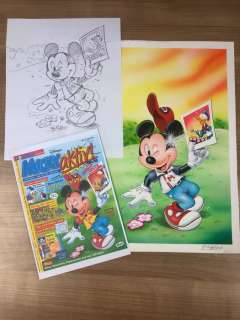 Mickey Magazine - Original Disney water color drawing + sketch ~ Ray Nicholson~ - Original drawing | Catawiki