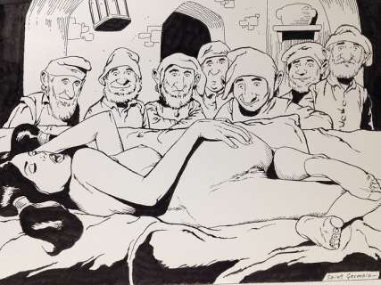 Biancaneve & i 7 Nani Viziosi.. - Saint Germain - Illustrazione Originale 39 x 29 cm. A3 - Firmata! - Unique copy | Catawiki