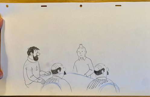 Tintin - Crayonné - Tintin, Haddock et les Dupondt - Le Secret de la Licorne - (années 60) | Catawiki