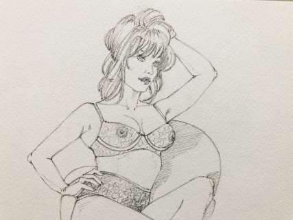 Giovanna Casotto - illustrazione originale a matita â€œautoritratto" - firmata - Loose page (2020) | Catawiki