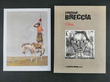 Breccia | E. Breccia - vol. "Oltre" con disegno originale - Page volante | Catawiki