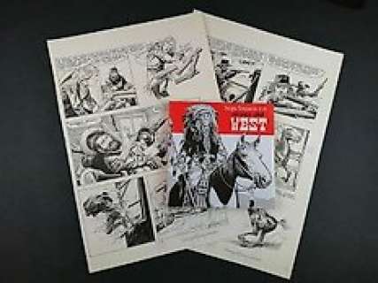 Sergio Tarquinio, Gino D’antonio | Collana Rodeo n.40 - 2xTav. Origin. nn. 46, 48 "Storia del West: La Lunga Cavalcata" - Page volante - Exemplaire unique - (1970) | Catawiki