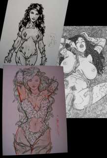 S.Salgado, E. Sanz And C. Gonzã¡Lez | Poison Ivy (Batman) - 3x Original drawing - Poison Ivy; sexy, hot and porn - Size (3x): 21 x 29,7 cm. - Page volante - (2018/2019) | Catawiki