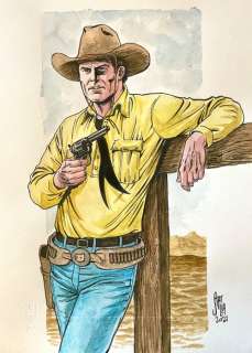 Statella, Daniele | Statella, Daniele - Original colour drawing - Tributo a Tex - (2021) | Catawiki