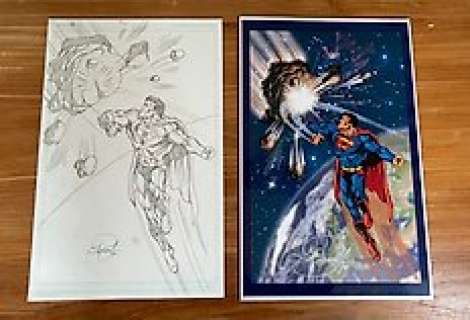 Scott Rosema - Superman - Potlood tekening en origineel schilderij - Scott Rosema - (2010)