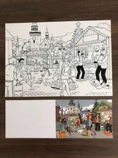 Schokaert, Pascal - | Schokaert, Pascal - Hommage tekening diverse stripfiguren (Nieuwjaarskaart 2017-2018) | Catawiki