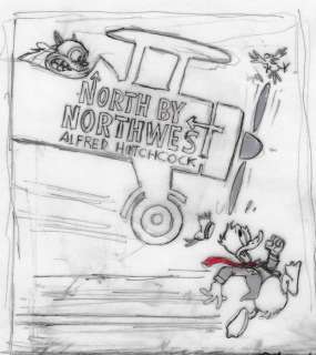 Tony Fernandez, Disney Artist | Donald Duck inspired by Hitchcock’s North By Norwest - Original Sketch - Tony Fernandez | Catawiki