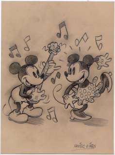 Xavi (Xavier Vives Mateu) | Mickey - Dibujo original - Mickey and MInnie dancing - Xavier Vives (2021) | Catawiki