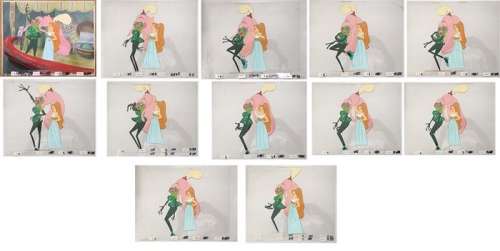 Don Bluth | Sullivan Bluth - 12 Multi Production cels + Copy Background - Thumbelina + Mrs Todd - Exemplaire unique - (1994) | Catawiki