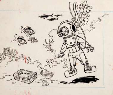Franquin | Spirou Encre de Chine pour ce dessin repris en couverture du Journal | Millon