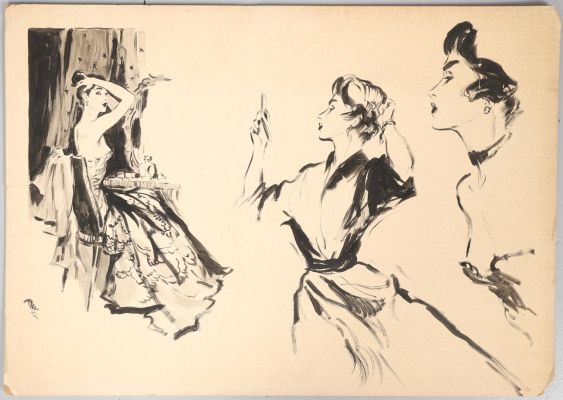 DAVID WRIGHT. DAVID WRIGHT (1912– 1967), FASHION AND GLAMOUR SKETCHES. Art - Drawings | Auctionet