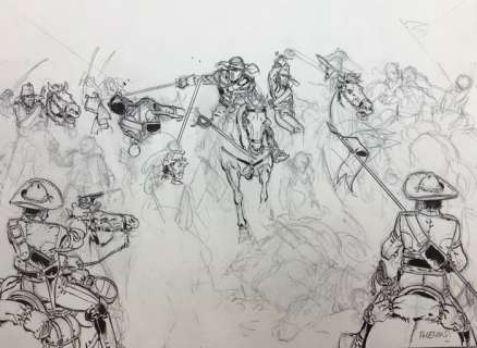 Meynet, Félix | Meynet, Félix - Demi-planche originale crayonnée - Sauvage | Catawiki