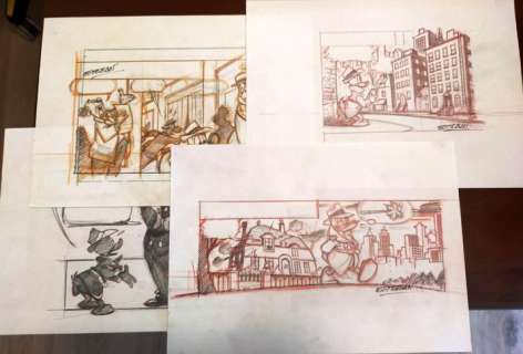 Esteban | Donald Duck - 4 Original Sketchdrawings - Size (4x): 29,5 x 21 cm. | Catawiki