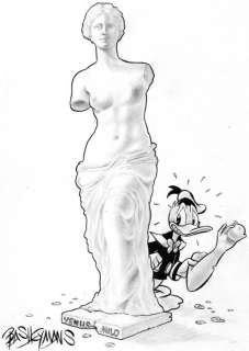 Bas Heymans | Bas Heymans - Originele tekening - "Donald Duck met Venus van Milo" - Page volante | Catawiki