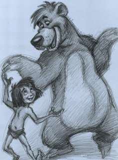 Joan Vizcarra | Baloo & Mowgli Dance [The Jungle Book] - Original Drawing - Joan Vizcarra - Pencil Artwork | Catawiki