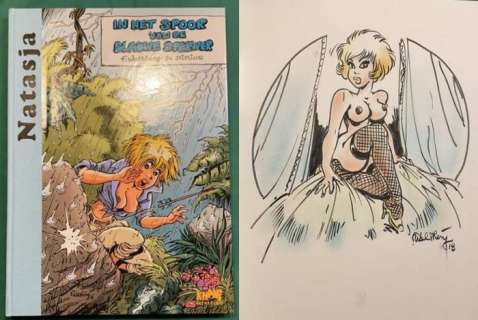 François Walthéry | Natasja - In het spoor van de Blauwe Sperwer + Originele tekening - 20 ex. - Luxe groot formaat met linnen rug + Extra’s - Cartonné - EO - (2019) | Catawiki