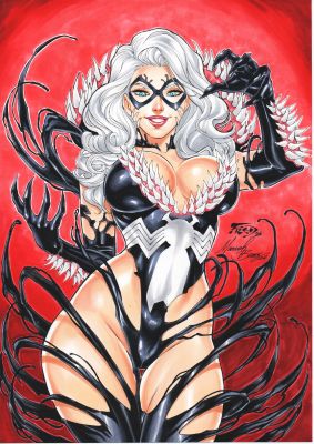 Fred Benes - Black Cat Venomized Pin Up 9x12