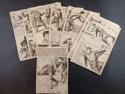 Sergio Tarquino | Johnny Scott - Sergio Tarquinio - 30x Tavole Originali "Johnny Scott: 14° Episodio" - Storia Completa - Page volante - Exemplaire unique | Catawiki