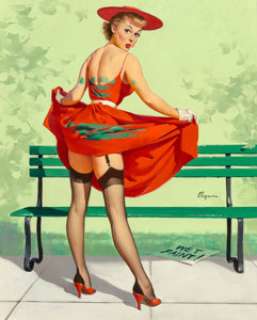  - Gil Elvgren (American, 1914-1980)
 I‘ve Been Spotted (Lasting Impression), 1956
 Oil on canvas
 30 x 24 inches (76.2 x 6...