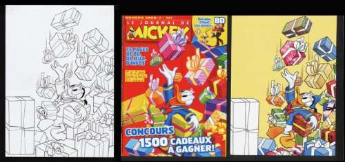 Studio Disney France - | Le Journal de Mickey - Dessin original - Projet de couverture du Journal de Mickey N°2998 - Page volante - EO - (2009) | Catawiki
