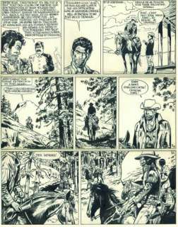 Jijé - Jerry Spring - Le duel Encre de Chine pour la planche 5 de l‘album