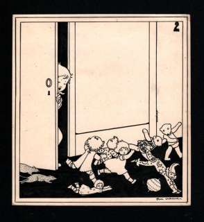 Rie Cramer (1887 - 1977) | Rie Cramer (1887 - 1977) Oostindische inkt op tekenkarton - Originele illustratie voor het kinderboek ’ Dappere Koen ’ - Exemplaire unique - (1928) | Catawiki