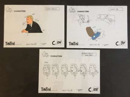 Studio Hergé | Tintin T7 - 3x Celluloid Ellipse - L’ile Noire - (1990) | Catawiki