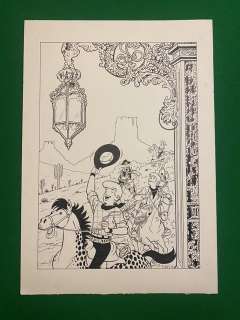 Tibet | Tibet - Originele tekening voor een affiche met alle hoofdfiguren - Chick Bill - (1994) | Catawiki