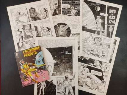 Luigi Corteggi | Luigi Corteggi 5x Tavole Originali Consecutive "L’Astronave Perduta" + Albo a Stampa - (1980) | Catawiki