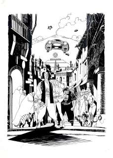 LUCIO FILIPPUCCI - Original illustration for Martin Mystere. Cm. 29,5x42. Ink and felt. Signed. Code 575.