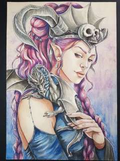 Cristiana Leone | Cristiana Leone illustrazione originale "Lady with Dragon" (2017) | Catawiki