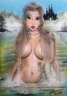 Alvin Silvrants | Belle in the Lake - Original drawing in colour by Alvin Silvrants | Catawiki
