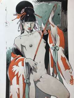 Michetz, Marc | Michetz, Marc - Dessin original couleur -Â Geisha - (2020) | Catawiki