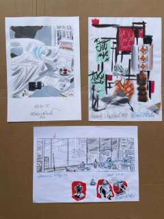 Lapone, Antonio | Lapone, Antonio - 3x Dessin original - Greenwitch Village | Catawiki