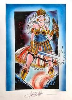 Karel Biddeloo - De Rode Ridder - Originele airbrush tekening - Mixed-Media Art - Galaxa - (Jaren ‘90)