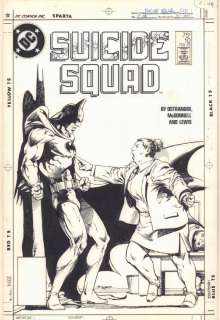 Jerry Bingham - Suicide squad #10 cover - batman and amanda waller - 1988