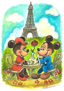 Joan Vizcarra | Mickey & Minnie’s Undying Love In Paris - Original Painting - Joan Vizcarra - Acrylic Art | Catawiki