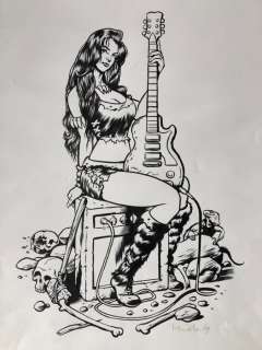 Kriek, Erik | Kriek, Erik - Originele tekening - Stone age rock chick - (2009) | Catawiki