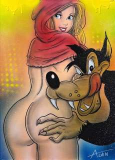 Alvin Silvrants | Red Riding Hood - Nice butt - Original drawing in colour by Alvin Silvrants | Catawiki