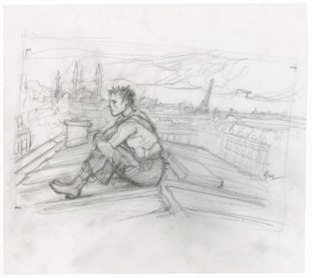 Enki Bilal | GRAPHITE IN PROGRESS 3 – Dessin original 114 | Galerie Barbier