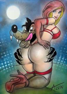 Alvin Silvrants | Full Moon Red Riding Hood - Original drawing in colour by Alvin Silvrants | Catawiki