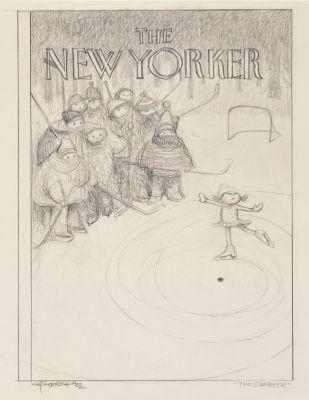 Carter Goodrich | The Enforcer - Proposed Preliminary Sketch for The New Yorker Cover, 2002 | Philippe Labaune Gallery