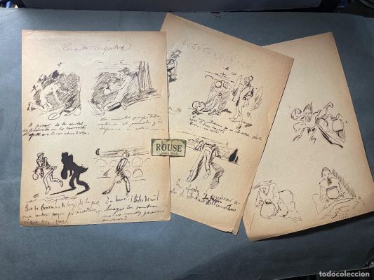 DIBUJOS ORIGINALES A TINTA - CUENTO LUGUMBRE - (3 HOJAS) TOMAS PADRÓ , BARCELONA 1840 - 1877 | todocoleccion (Buy It Now)