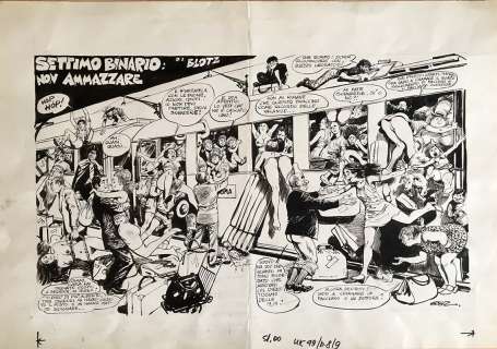 Guido Buzzelli - Original illustration for Menelik. 1972 n. 49. Cm. 60x42. Ink. Colored on the back. Mint