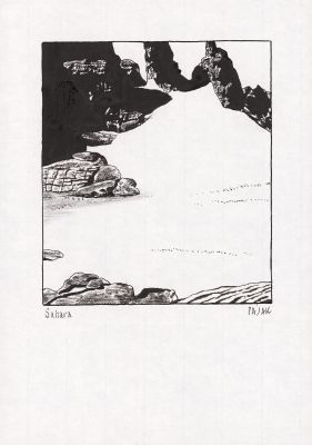 Frédéric Pajak | Sahara - Encre de Chine, plume et pinceau sur papier | Huberty Breyne Gallery